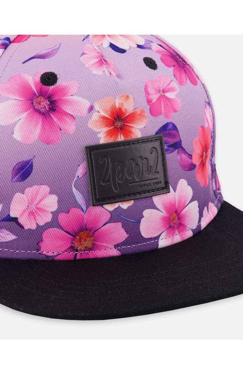 Deux par Deux Flat Brim Floral Gradient Print Cap, Alternate, color, Mauve Floral Gradient