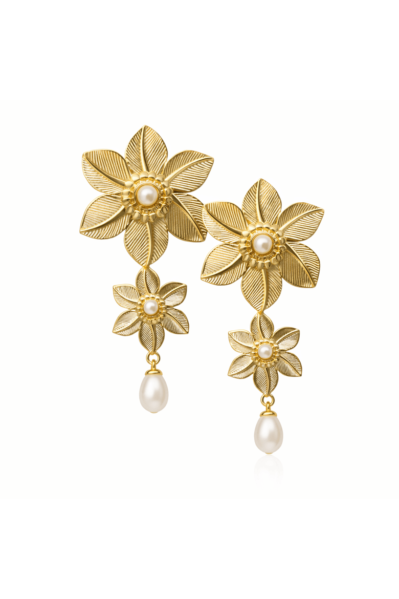 Magnolia Bloom Drop Earring, Main, color, Gold