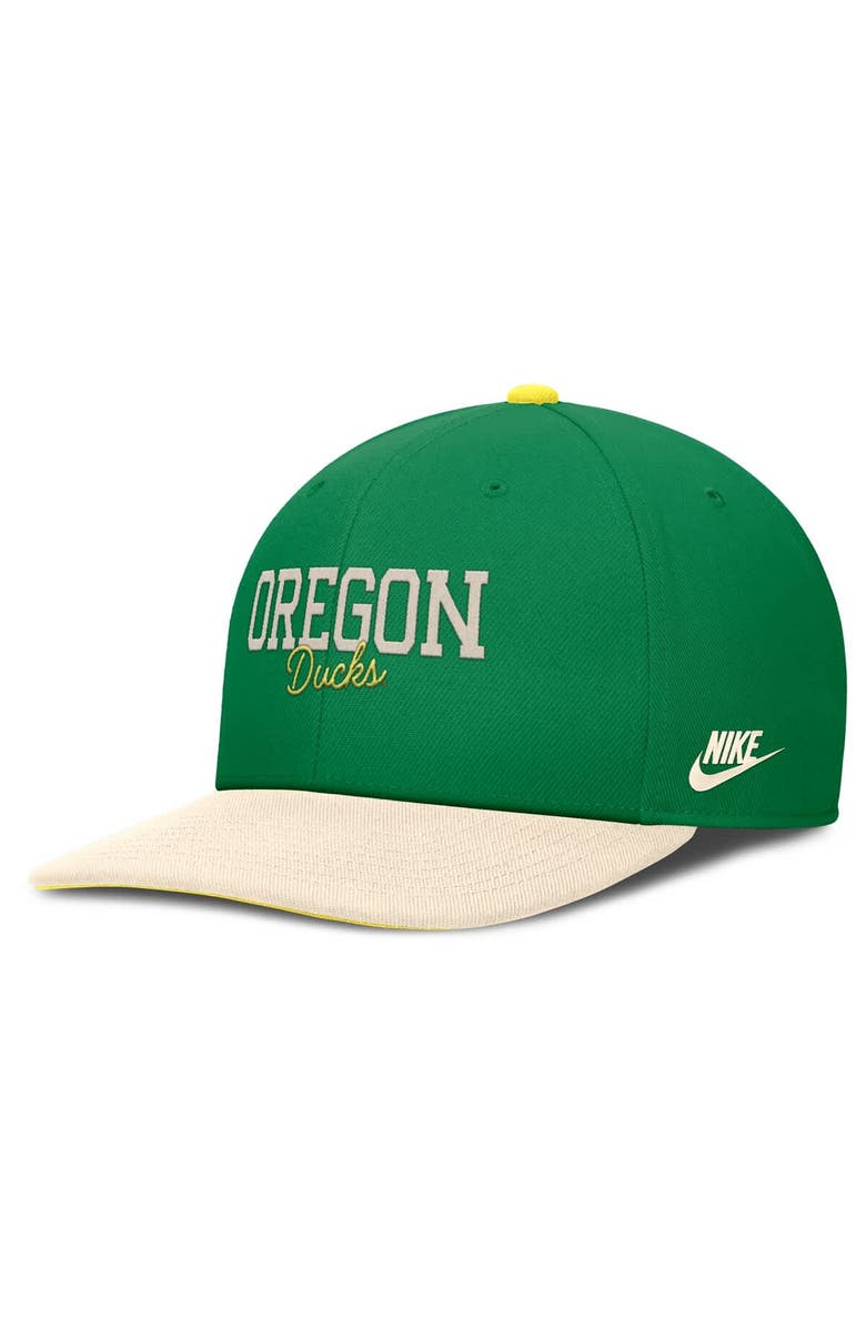 Nike Men's Nike Green/Cream Oregon Ducks Pro Legacy Script Snapback Hat, Main, color, 