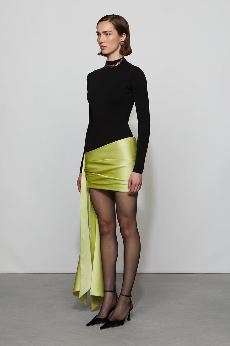 Simone Knit Combo Dress, Alternate, color, Black/Celery