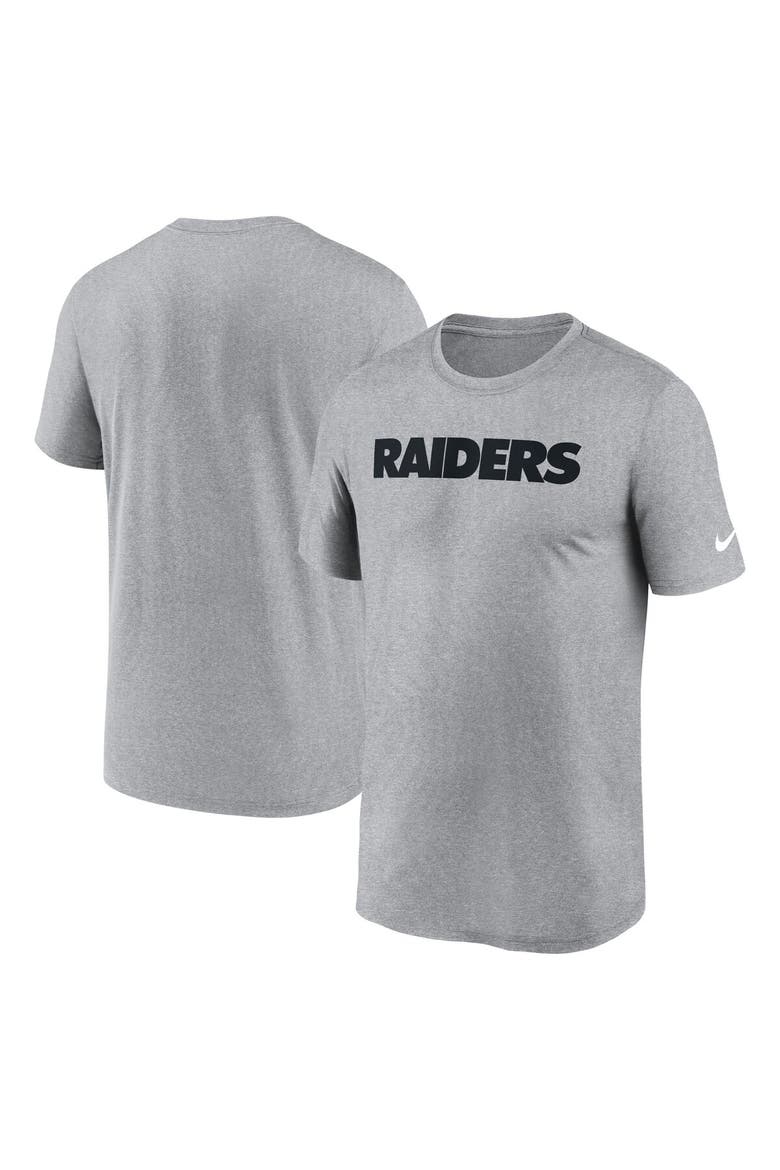 Men's Nike Heather Gray Las Vegas Raiders Primetime Legend Wordmark Performance T-Shirt, Main, color, Heather Gray