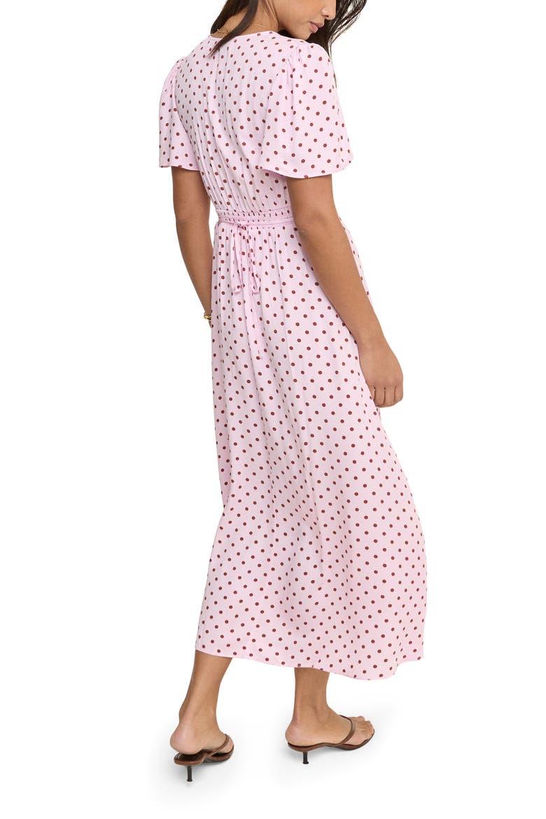 Atlas Polka Dot Midi Dress, Alternate, color, PINK