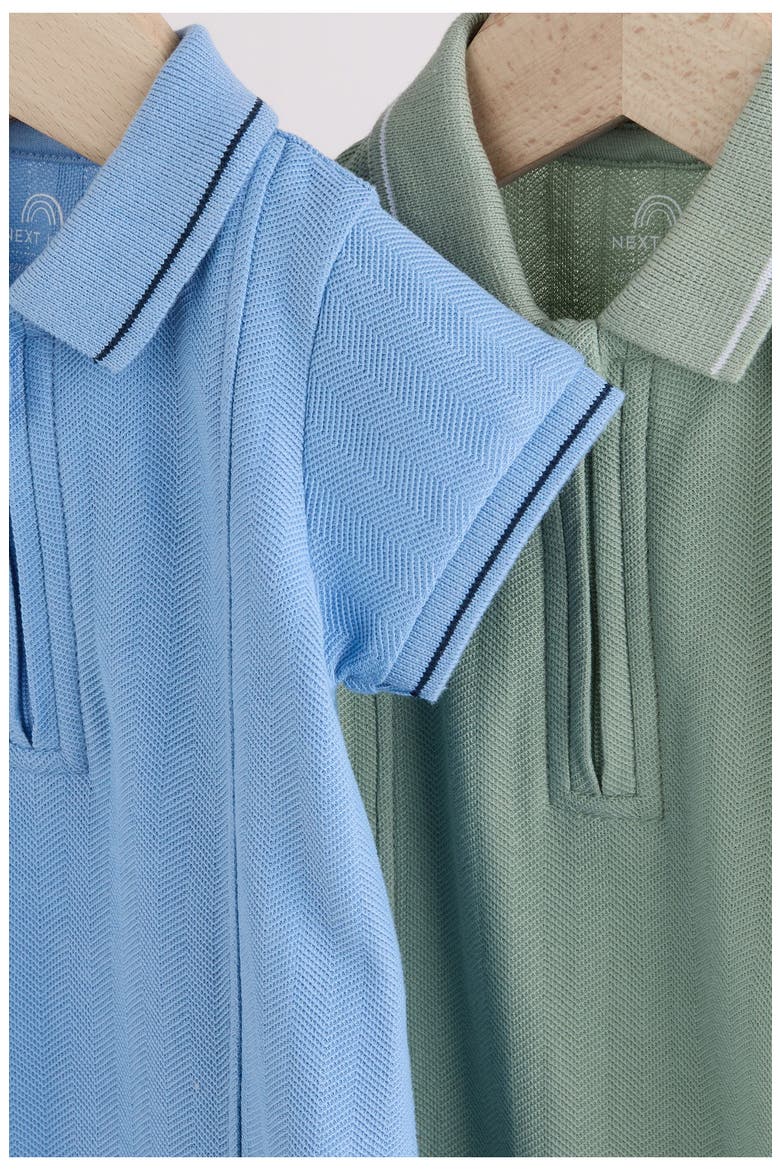 Set of 2 Assorted Zip Polo Rompers, Alternate, color, BLUE
