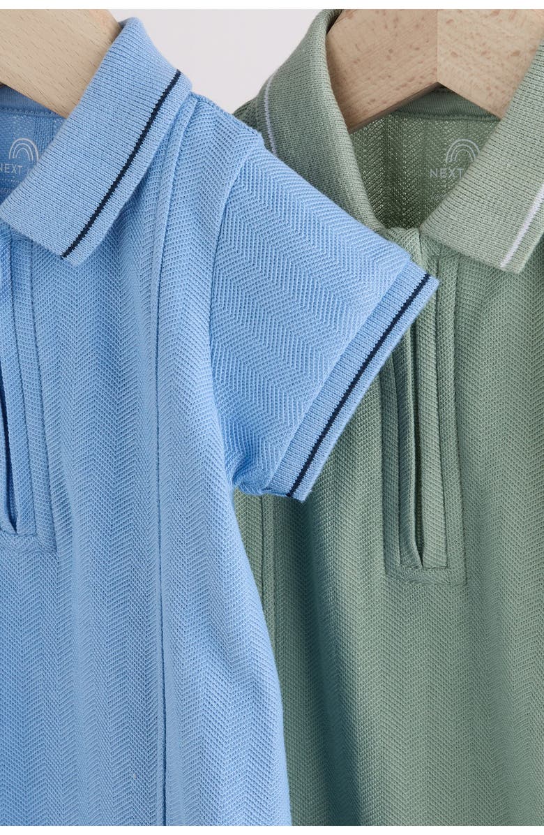NEXT Set of 2 Assorted Zip Polo Rompers, Alternate, color, Blue