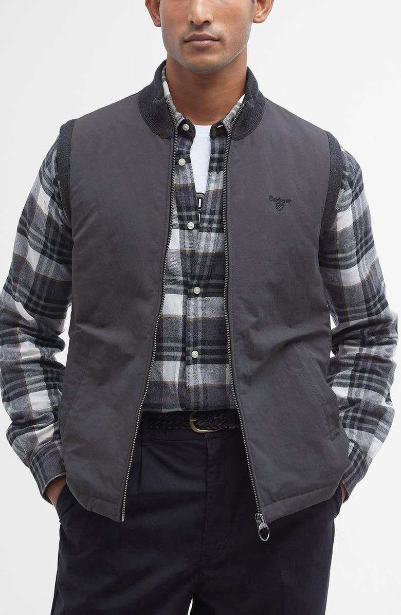 Barbour Leyburn Cotton & Wool Zip-Up Vest, Main, color, 