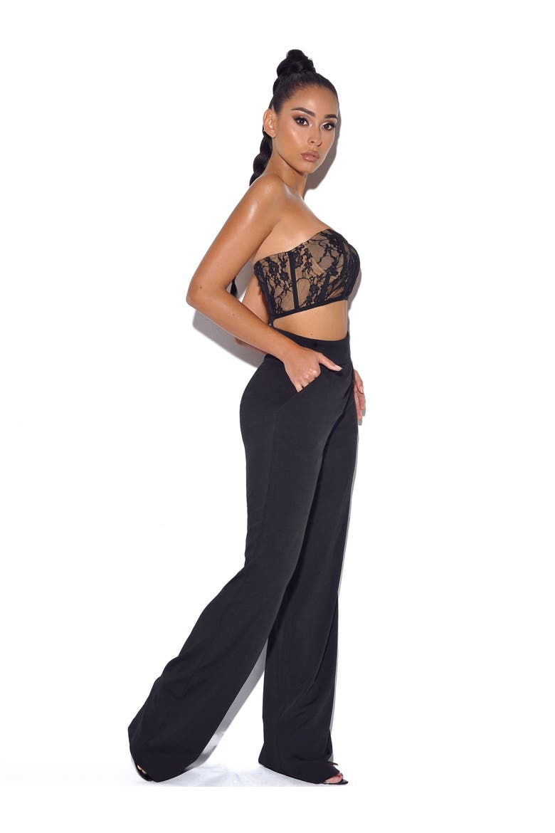 Never Enough Stretch Crepe Wide Leg Trousers, Alternate, color, Black