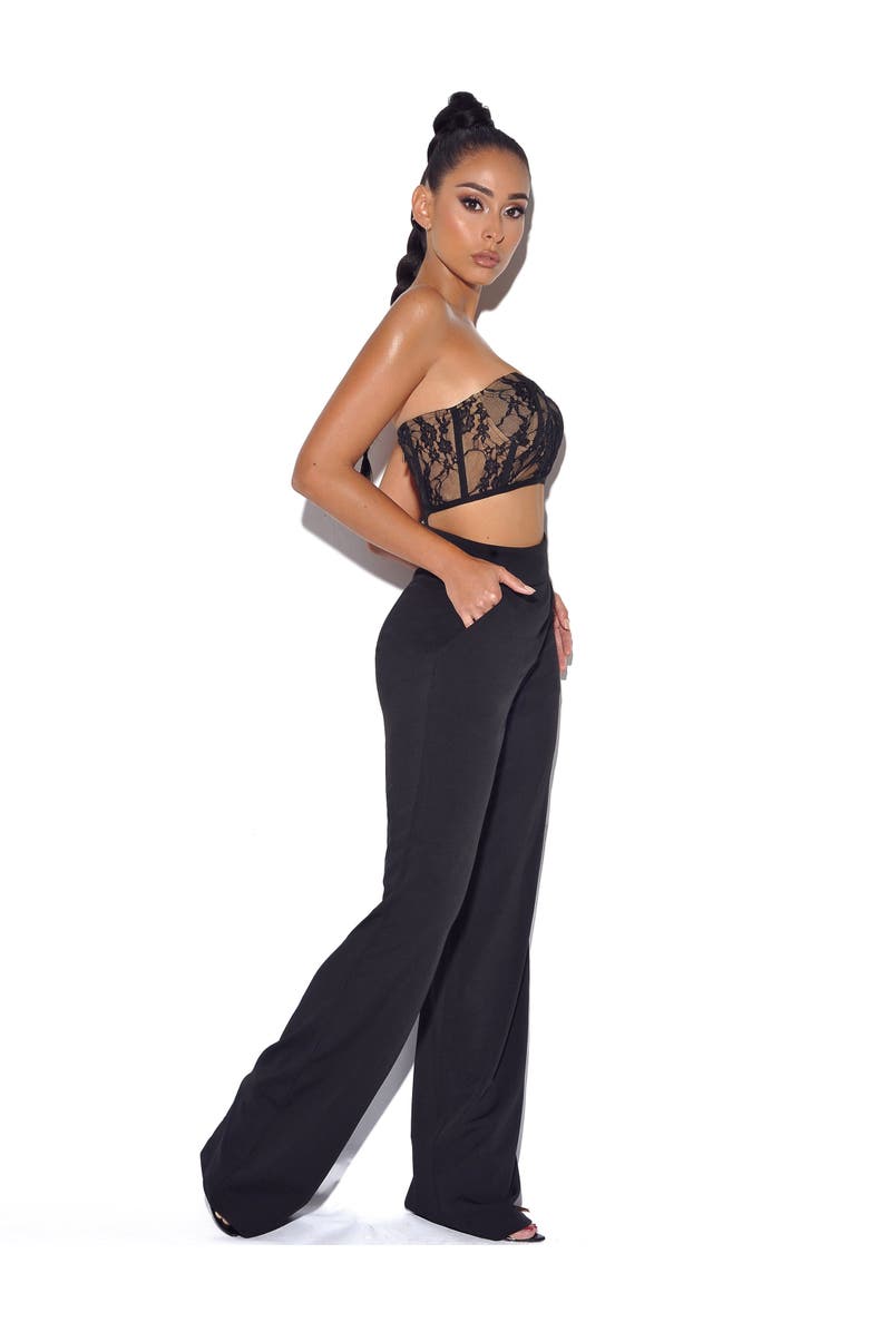 Miss Circle Never Enough Stretch Crepe Wide Leg Trousers, Alternate, color, Black