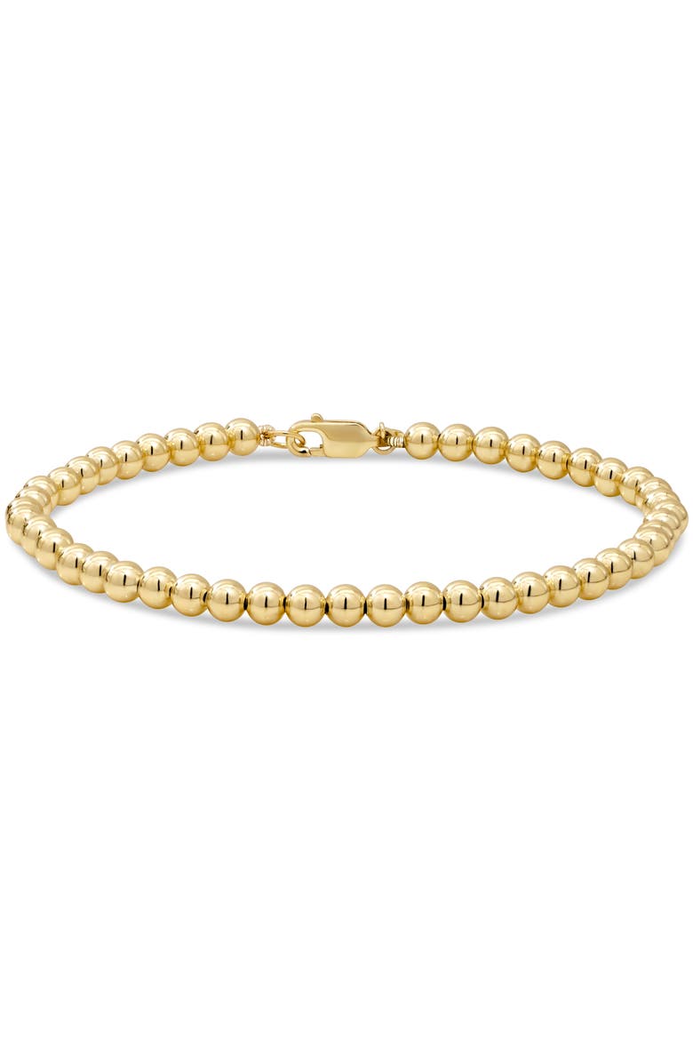 4mm Beaded Ball Chain Bracelet in Gold Plated Sterling Silver, Alternate, color, Yellow Gold