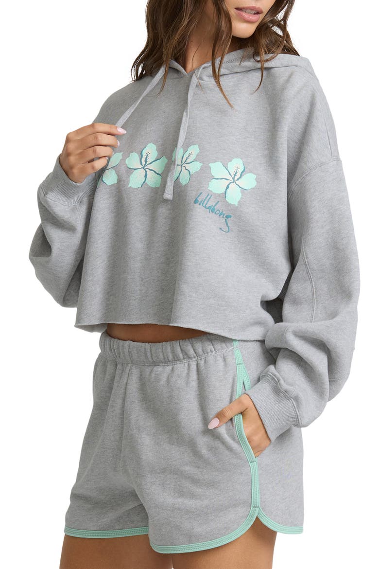 Palmer Fleece Crop Hoodie, Alternate, color, HEATHER GRAY