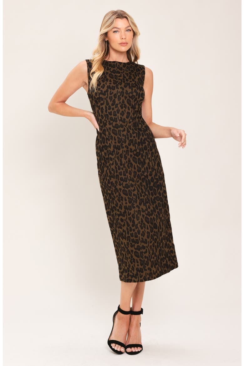 Leopard Print Midi Dress, Alternate, color, LEOPARD