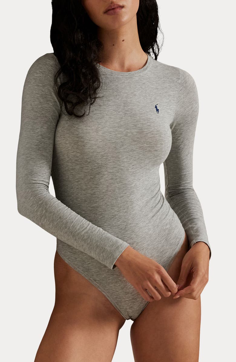 Polo Ralph Lauren Long Sleeve Cotton Blend Bodysuit, Main, color,