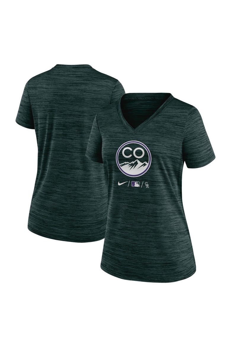 Women's Nike Green Colorado Rockies Authentic Collection City Connect Velocity Performance V-Neck T-Shirt, Main, color, Green