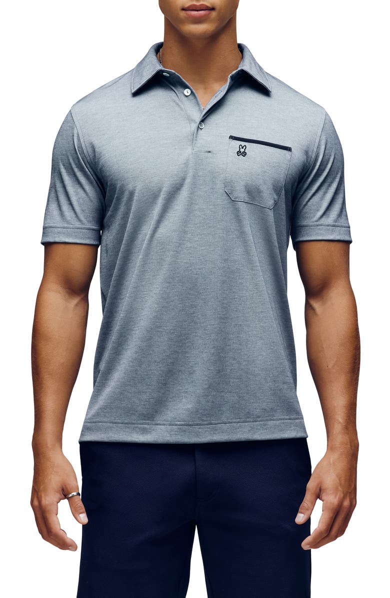 Psycho Bunny Hadley Performance Piqué Polo, Main, color, Blue