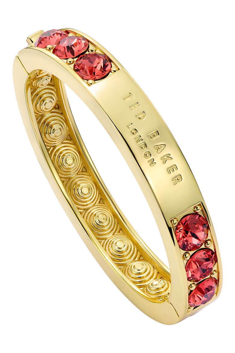 Rosie Crystal Hinged Bangle Bracelet, Alternate, color, GOLD TONE / HOT PINK CRYSTAL