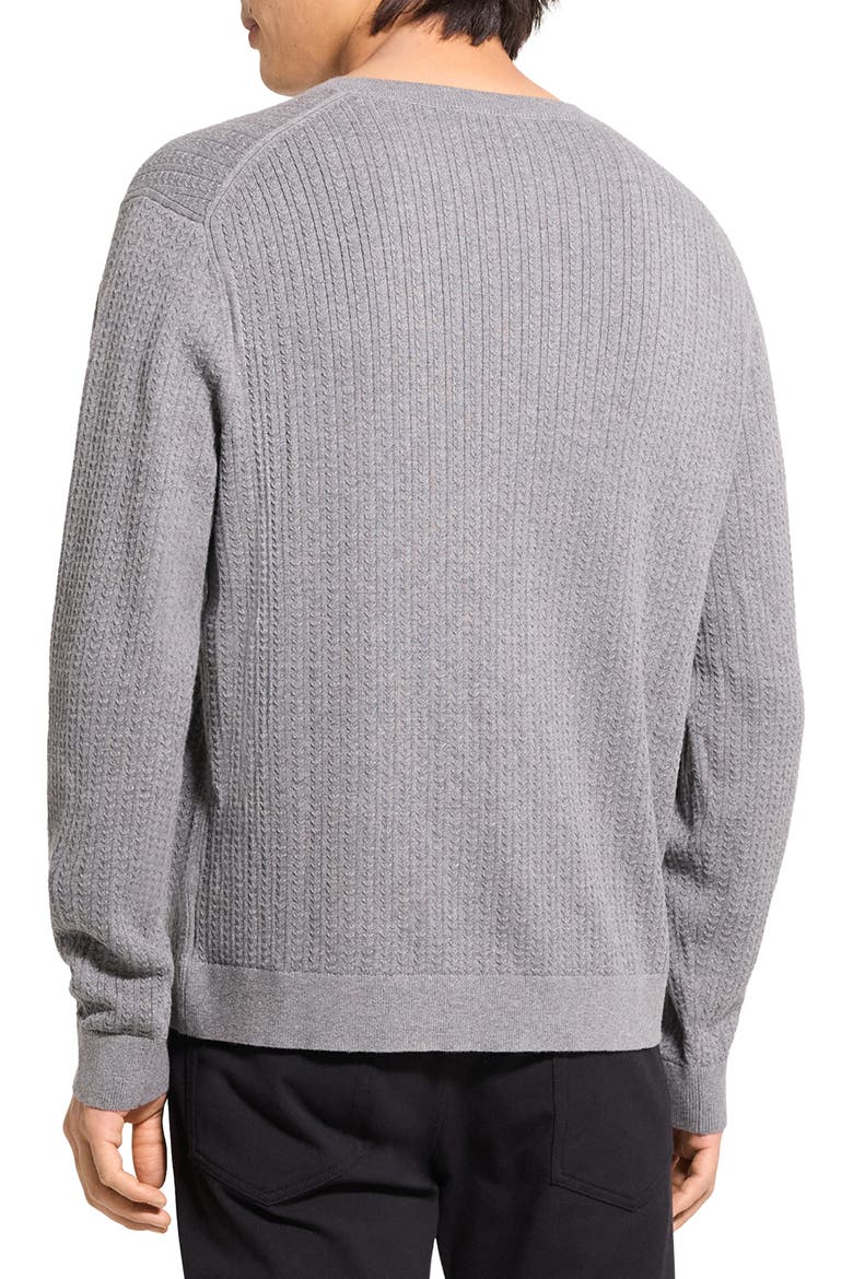 Riland Cable Stitch Cotton Crewneck Sweater, Alternate, color, ASH MELANGE