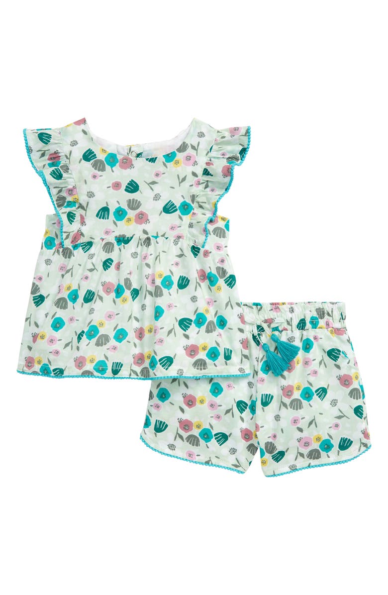 Peek Essentials Sofia Matisse Floral Print Flutter Sleeve Top & Shorts Set, Main, color,