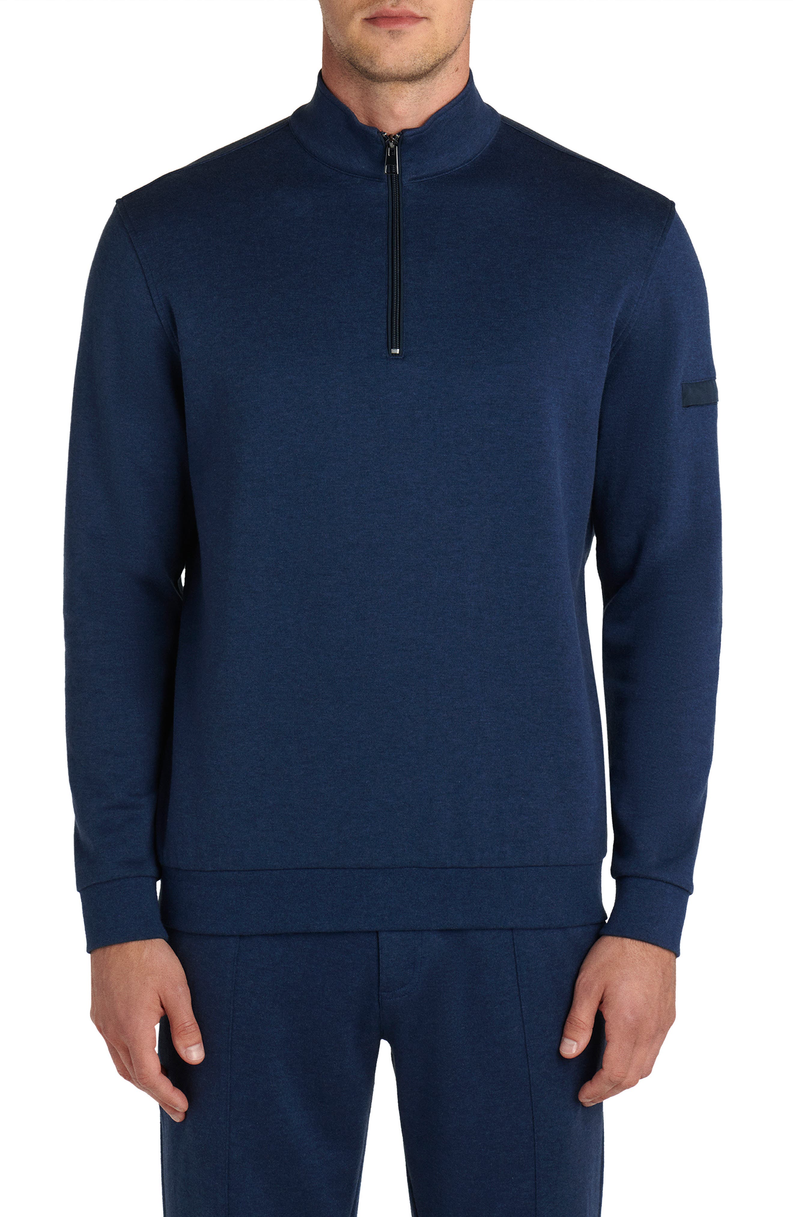 Bugatchi Comfort Cotton Blend Quarter Zip Pullover