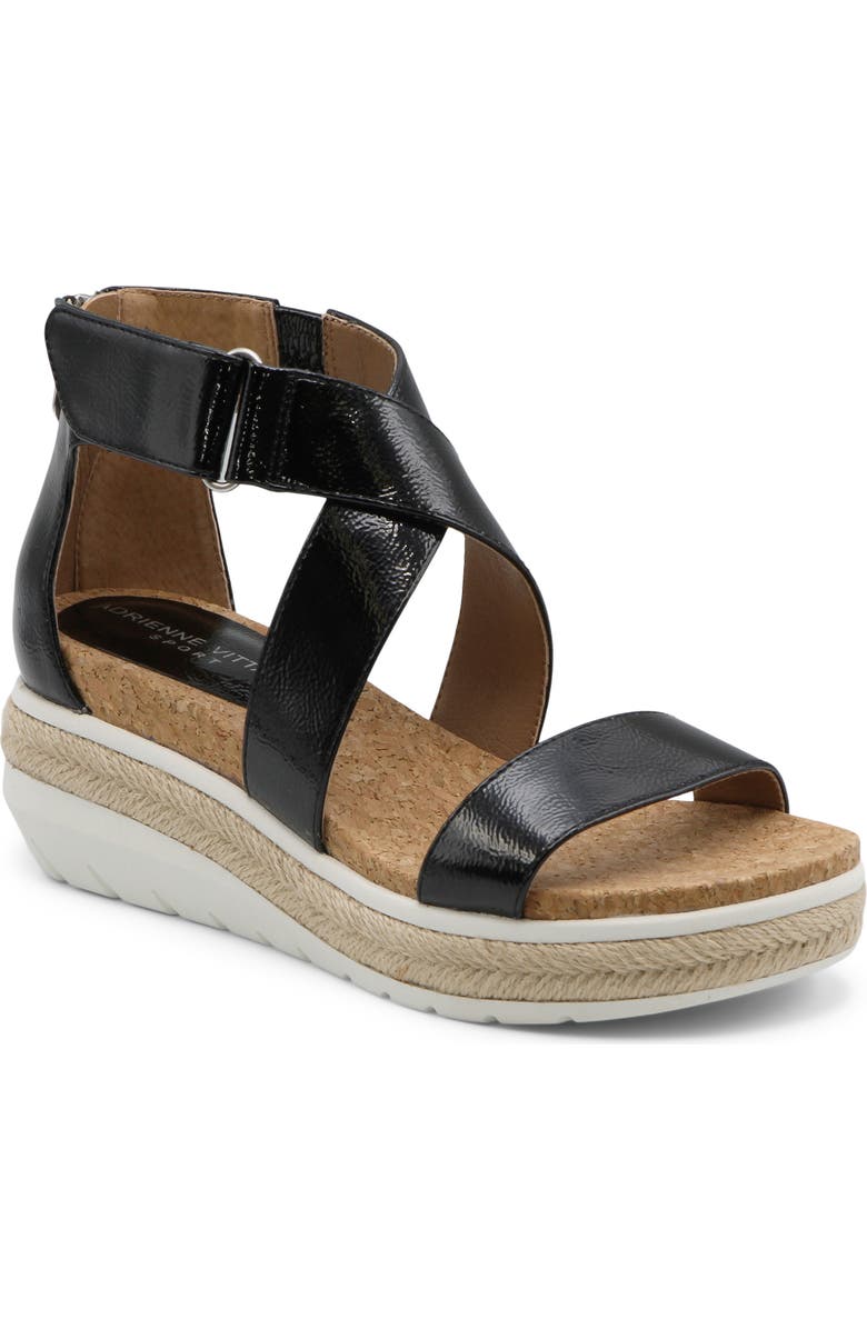 Adrienne Vittadini Cape Ann Wedge Sandal, Main, color, Black