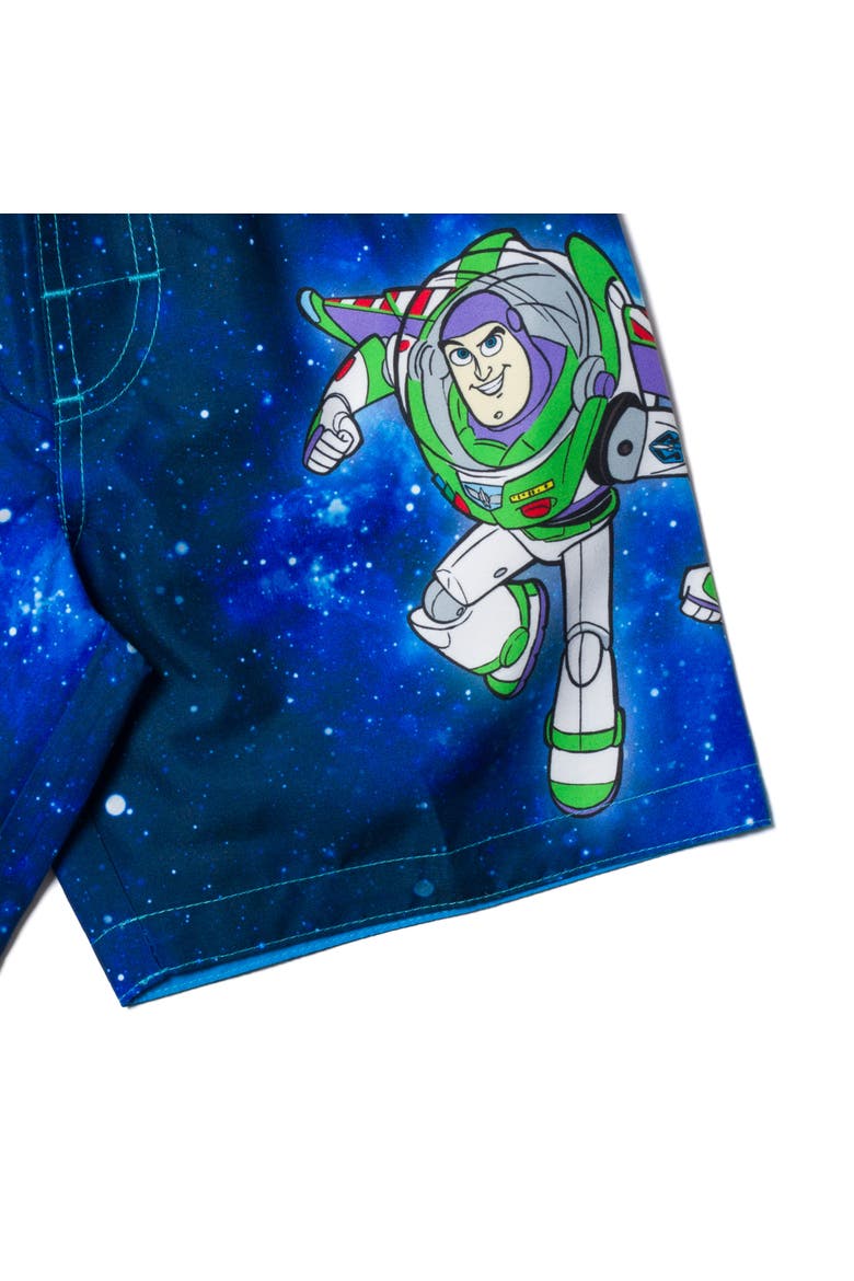 Toy Story Swimwear 2-Piece Rash Guard and Swim Trunks Set, Alternate, color, Buzz Aliens Blue