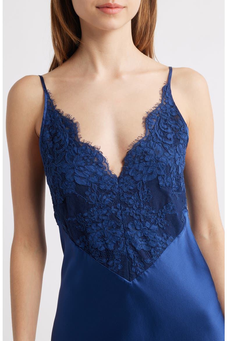 Polina Lace Bodice Satin Slipdress, Alternate, color, NAVY