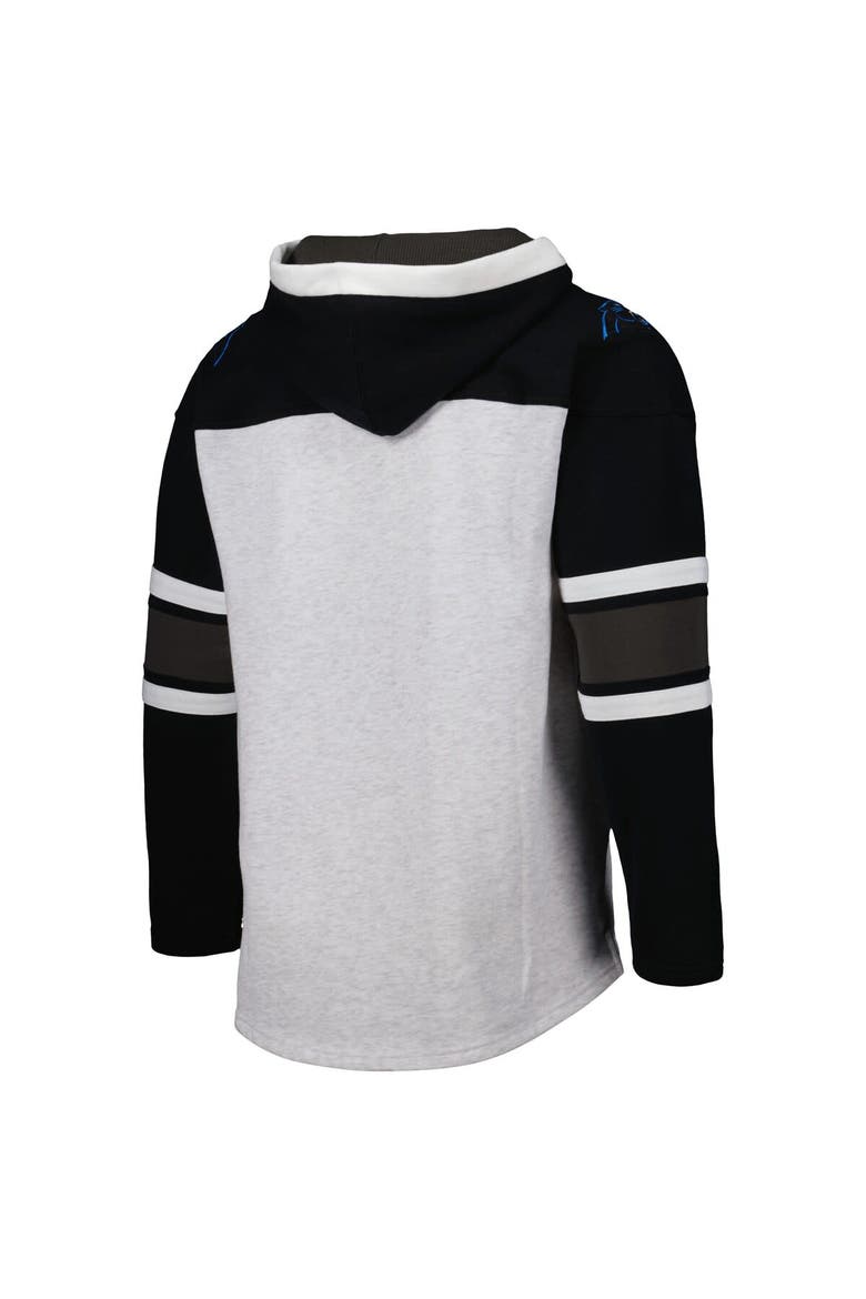 Men's '47 Carolina Panthers Heather Gray Gridiron Lace-Up Pullover Hoodie, Alternate, color, Gray