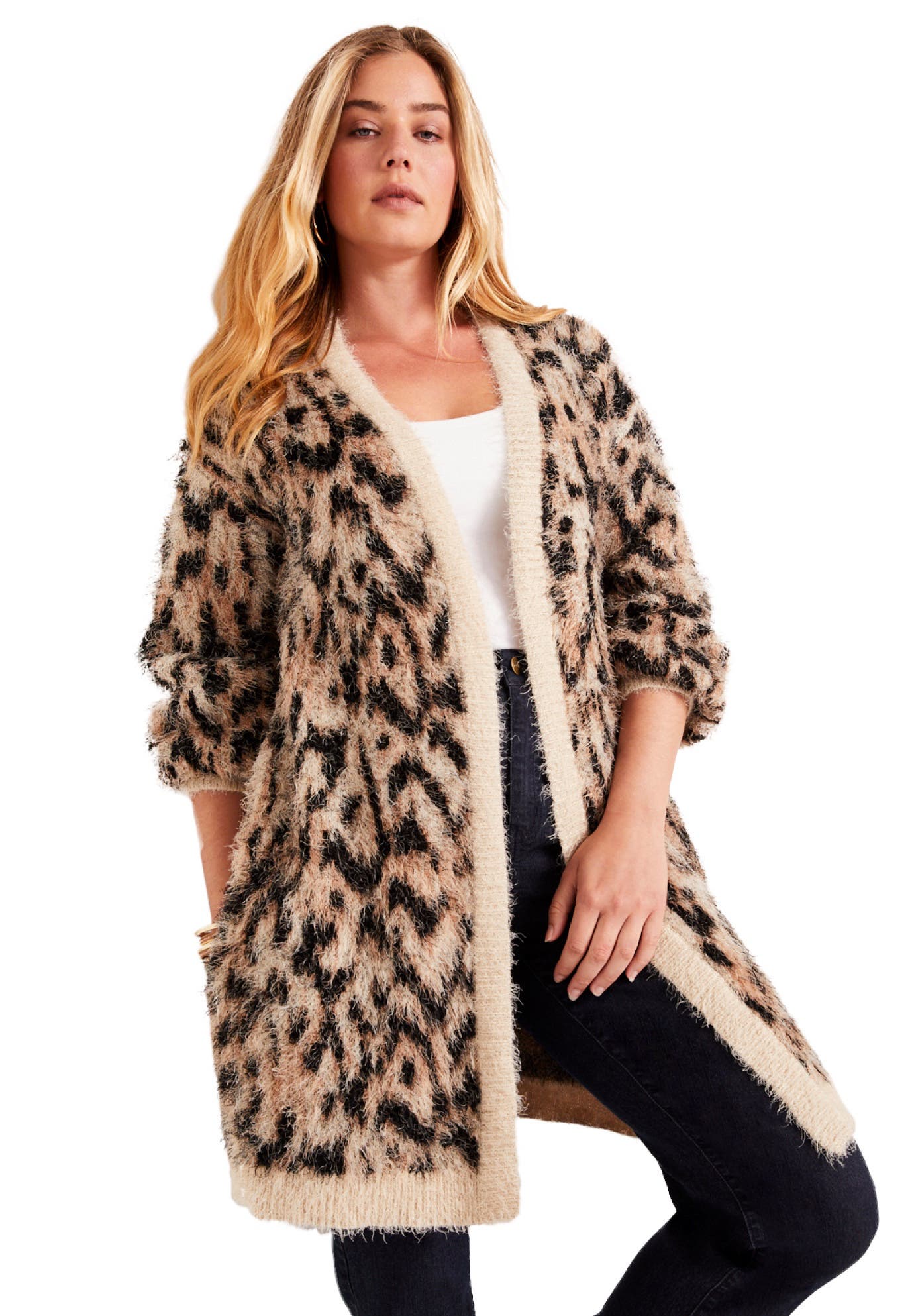 Leopard-Print Eyelash Cardigan - image 3