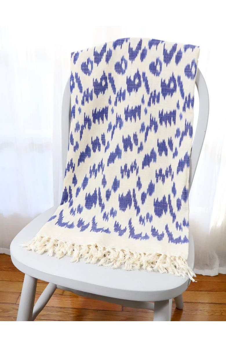Passion Lilie Throw Blanket in Ikat, Alternate, color, Blue