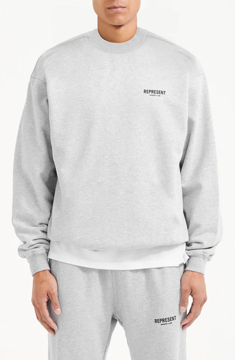 Represent Owners
Club Logo Graphic Sweatshirt, Main, color, Ash Grey/ Black