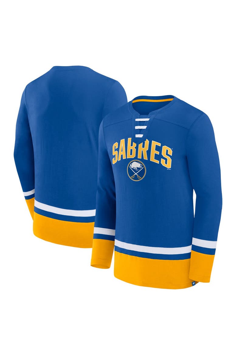 Men's Fanatics Branded Royal Buffalo Sabres Back Pass Lace-Up Long Sleeve T-Shirt, Main, color, Royal