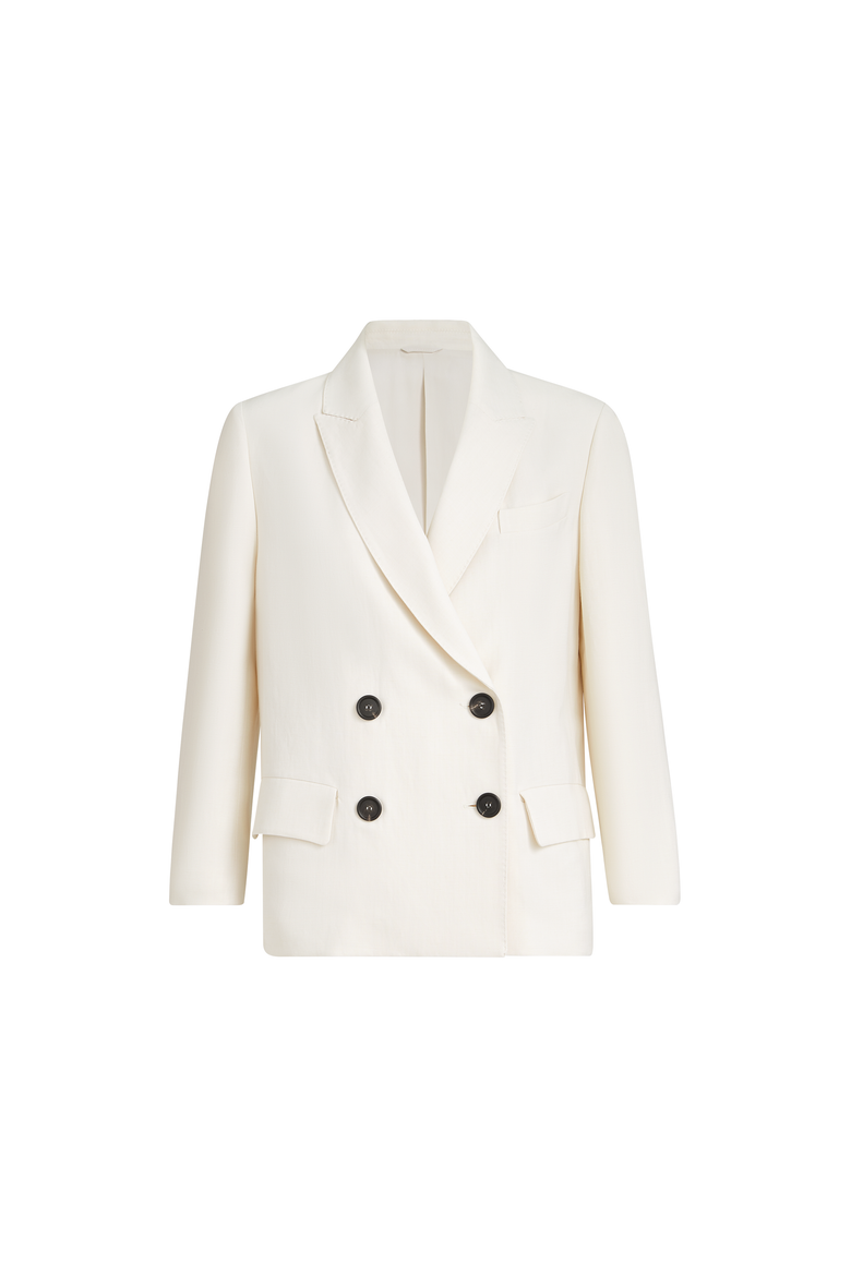 Fluid twill blazer with monili, Alternate, color, Ivory