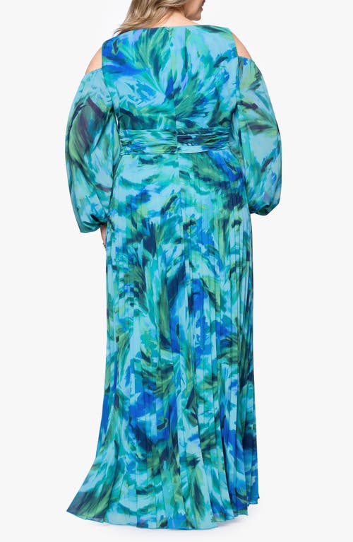 Xscape Evenings Pleated Long Sleeve Gown