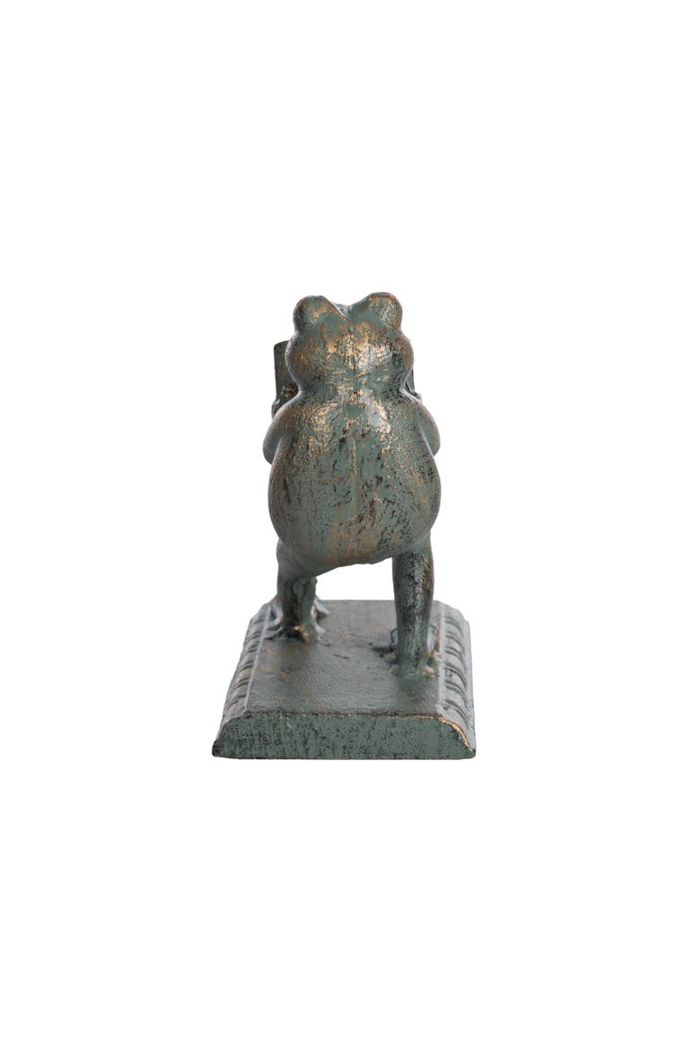 Iron Frog Bookend Metallic for Shelf Styling and Book Display, Alternate, color, Green