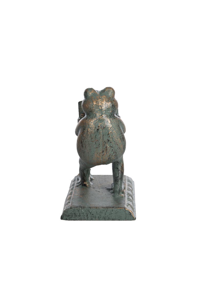 Transpac Iron Frog Bookend Metallic for Shelf Styling and Book Display, Alternate, color, Green