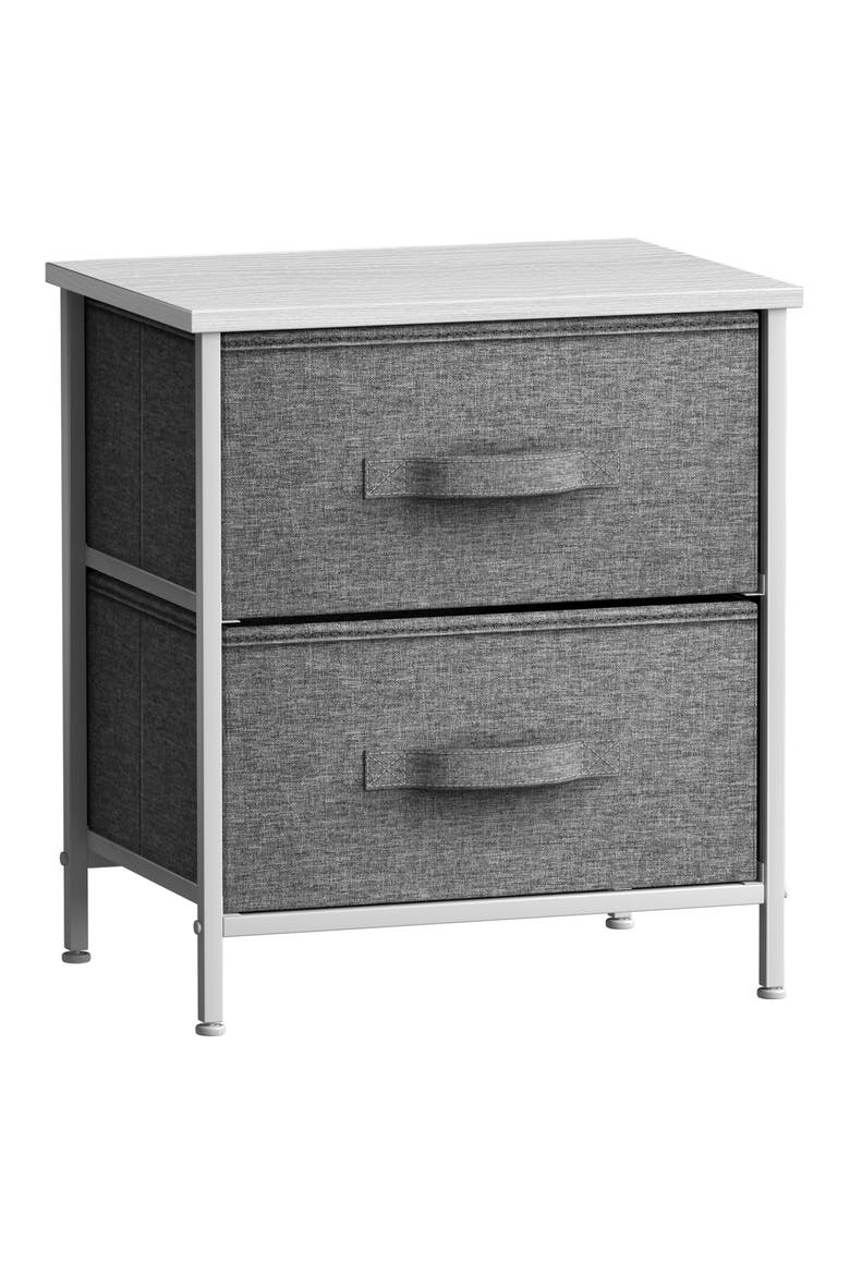 White Frame Two-Drawer Nightstand Dresser, Main, color, WHITE