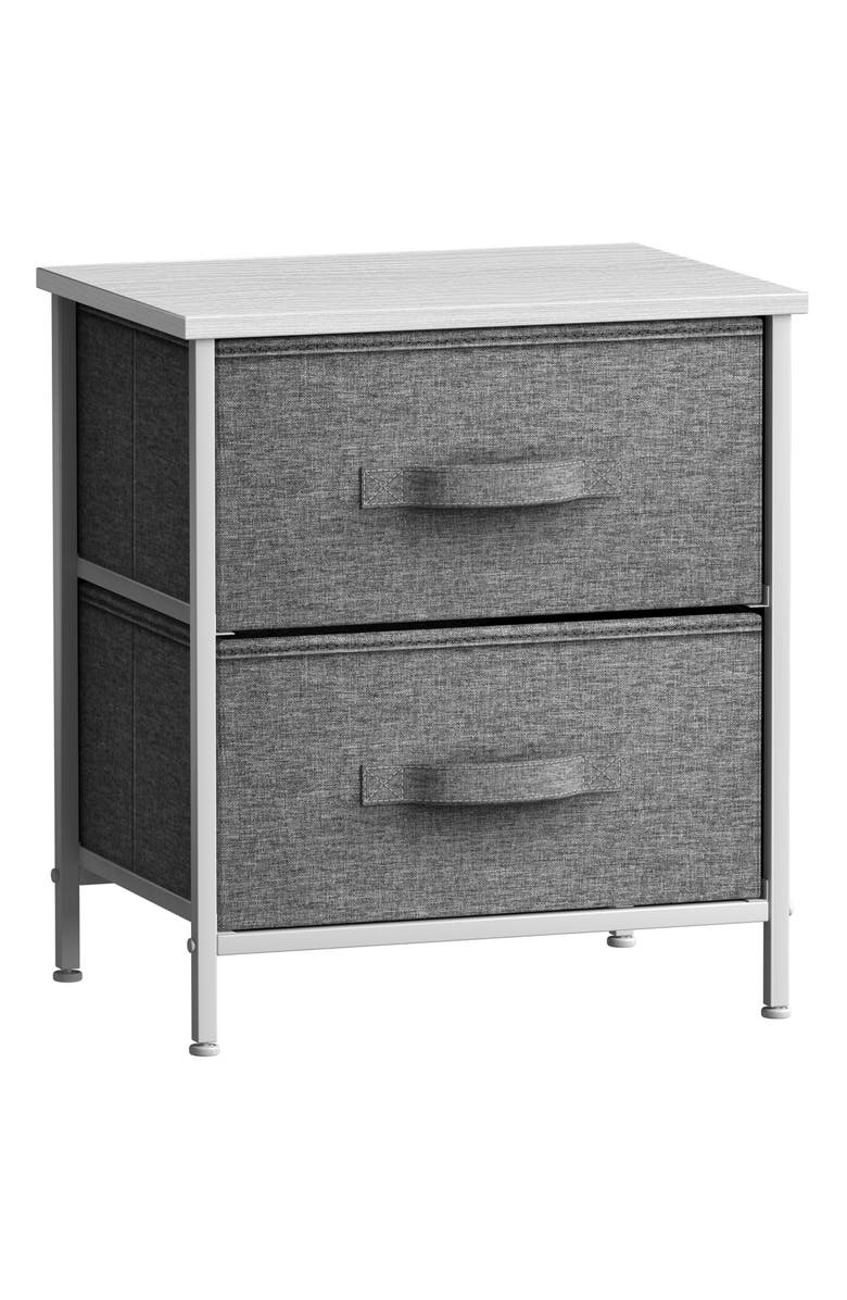 SORBUS White Frame Two-Drawer Nightstand Dresser, Main, color,
