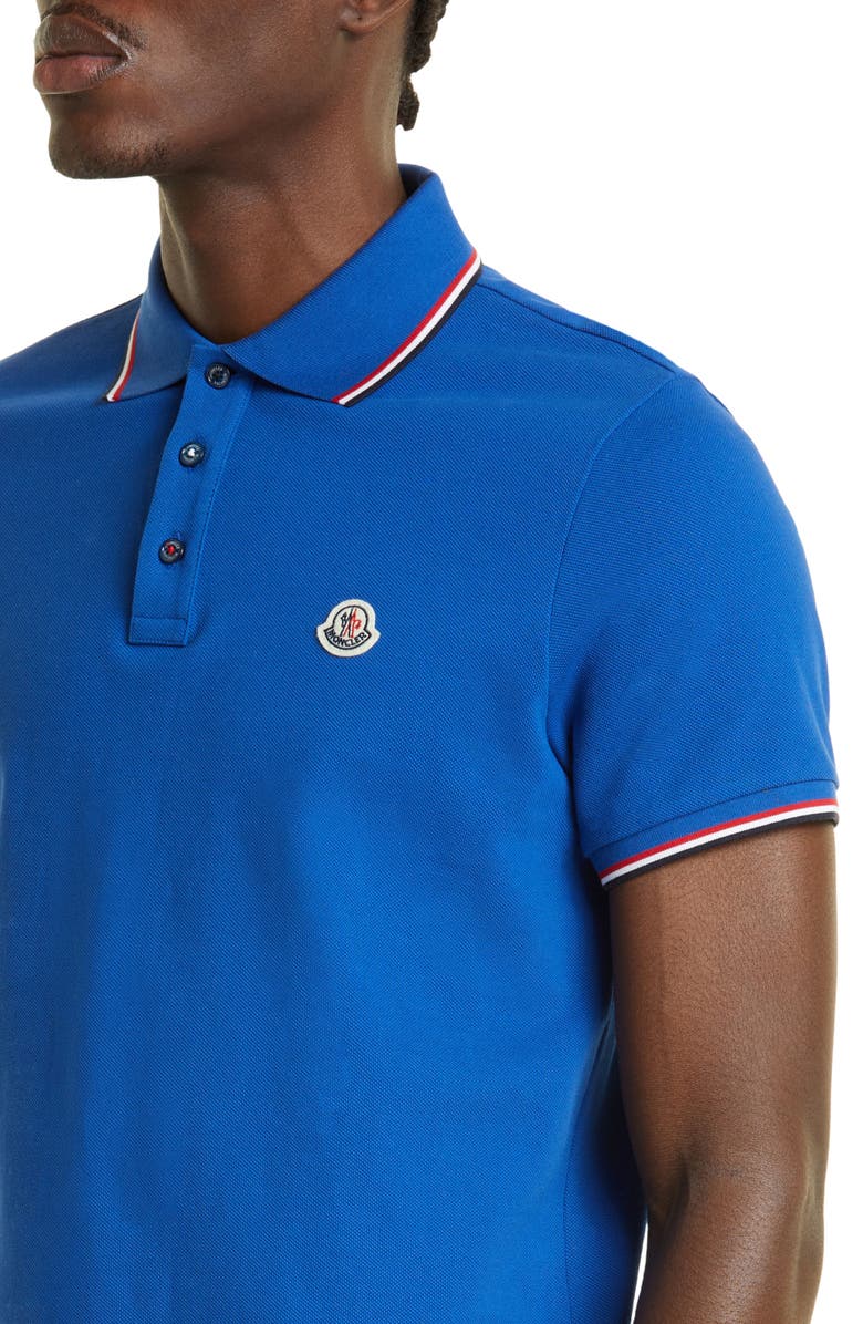 Moncler Tipped Piqué Polo, Alternate, color, Navy