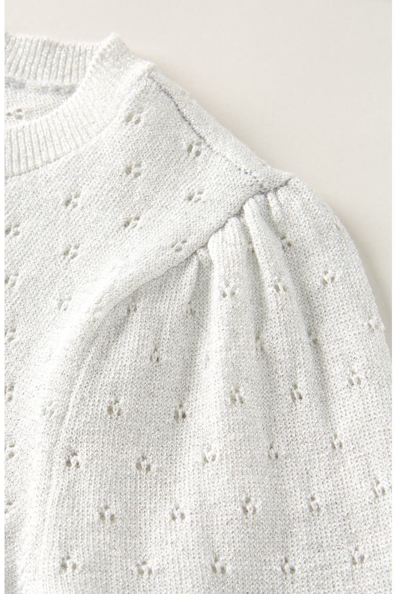 Kids' Pointelle Sparkle Cardigan, Alternate, color, IVORY EGRET