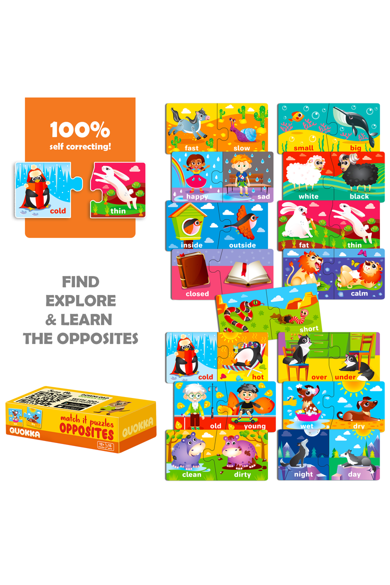 Matching Jigsaw Puzzle 5-Pack Set for Toddlers, Alternate, color, Matching Games Abc