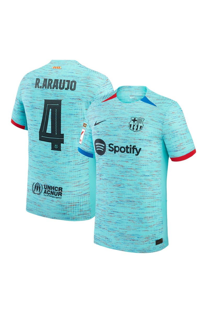 Nike Men's Nike Ronald Araujo Aqua Barcelona 2023/24 Third Authentic Jersey, Main, color,
