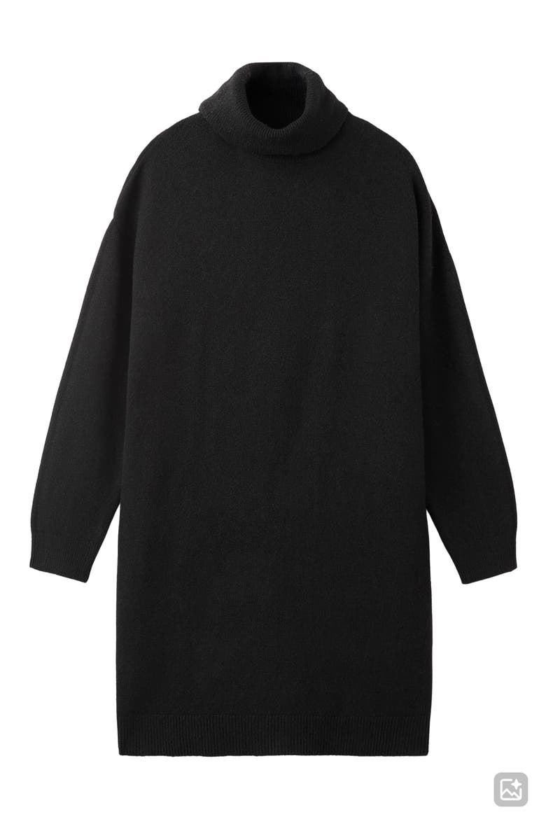 Turtleneck Long Sleeve Sweater Dress, Alternate, color, BLACK