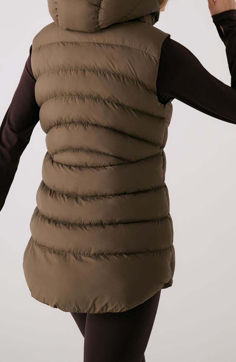 Lole Transition Water Repellent Hooded Quilted Vest, Alternate, color, Mocha