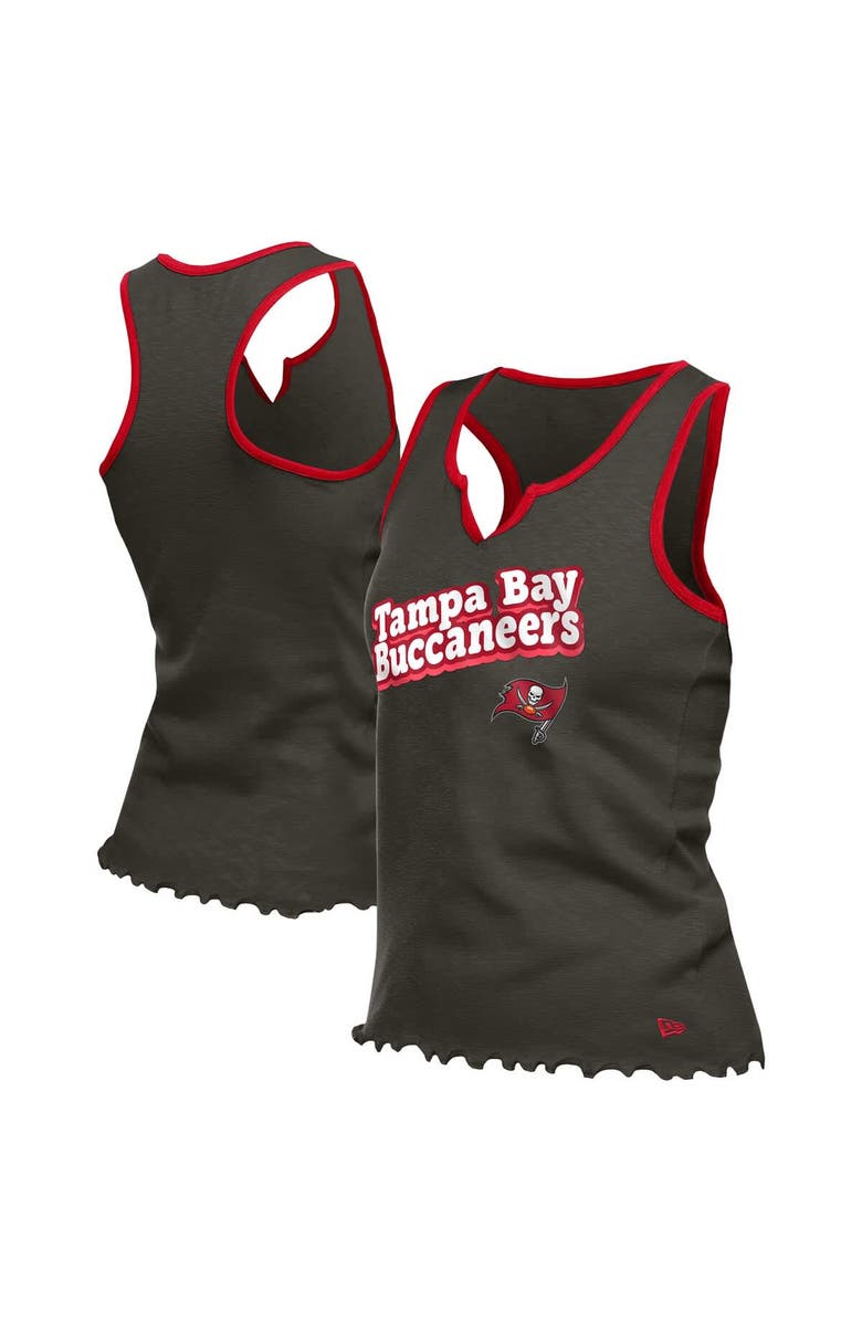 New Era Women's New Era  Pewter Tampa Bay Buccaneers Lettuce Hem Notch Neck Tri-Blend Tank Top, Main, color, 