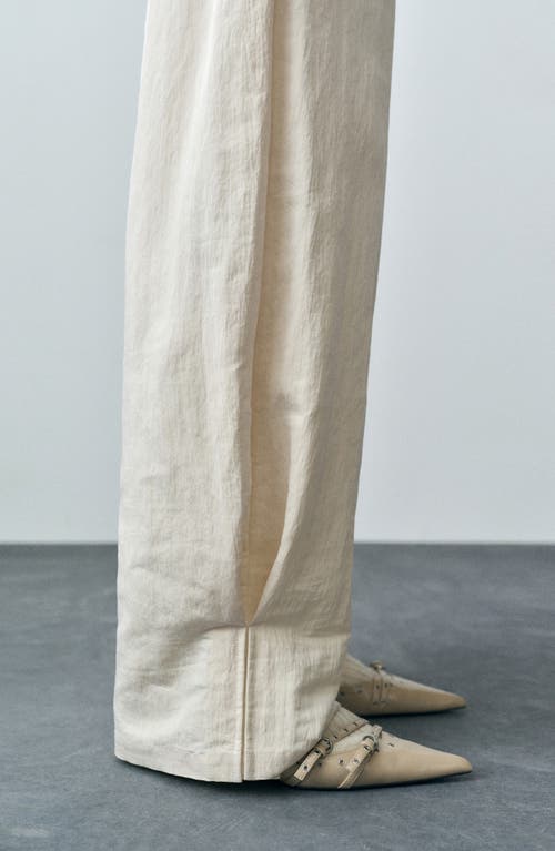 Mango Wide Leg Pants In Ecru