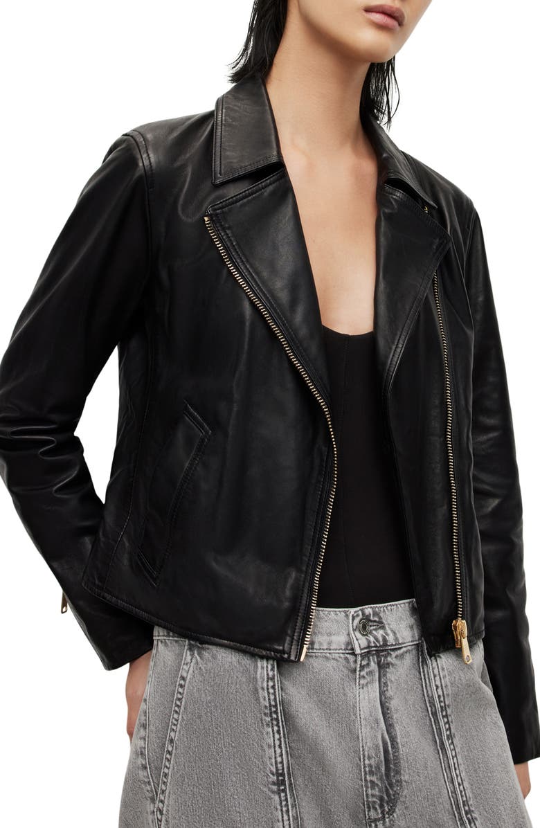 AllSaints Vela Leather Biker Jacket, Alternate, color,
