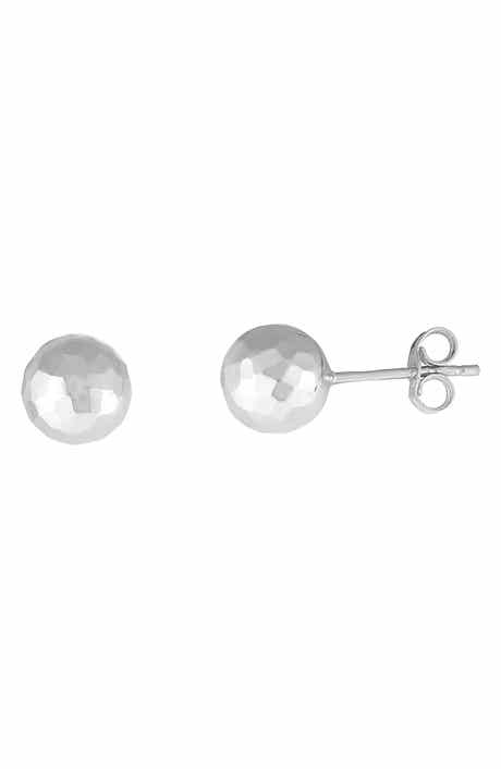 14k Gold 7mm Hammered Ball Stud Earrings