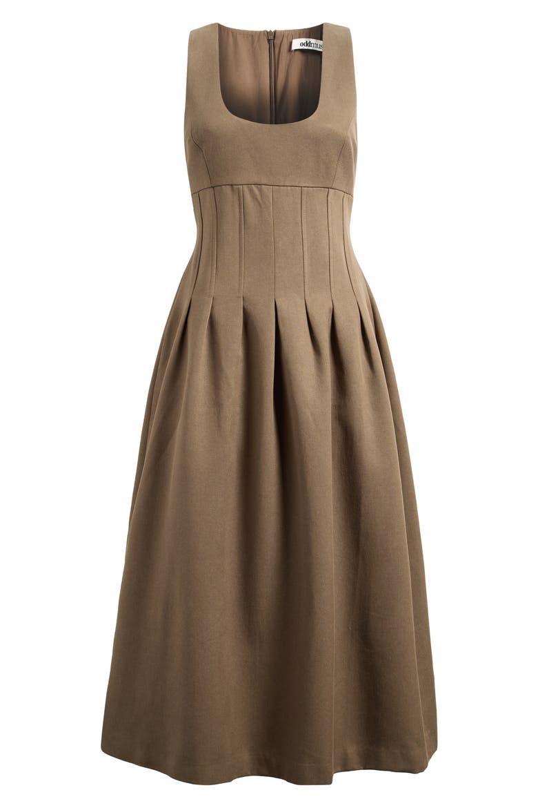 Scoop Neck Midi Dress, Main, color, MUSHROOM