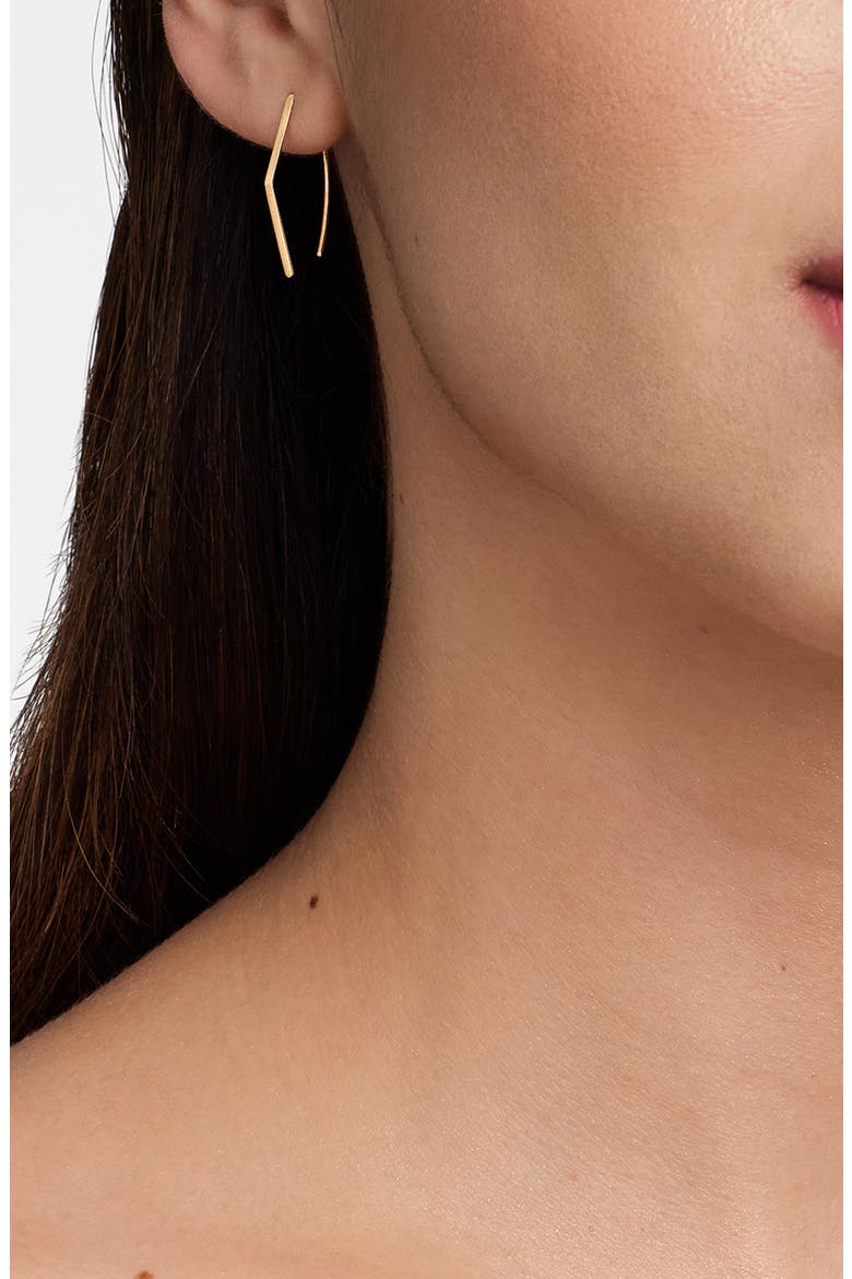 Flat Geometric Threader Hoop Earrings, Alternate, color, YELLOW
