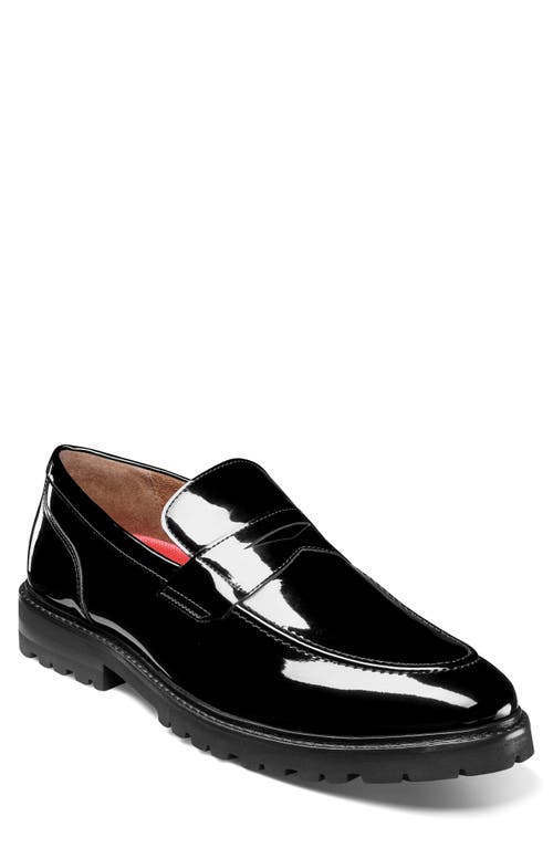 Stacy Adams Hazleton Apron Toe Lugged Penny Loafer In Black
