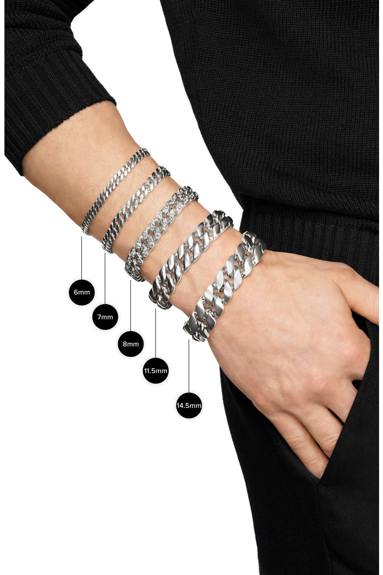 8mm Curb Chain Bracelet in Black Titanium with Diamonds, Alternate, color, BLACK TITANIUM