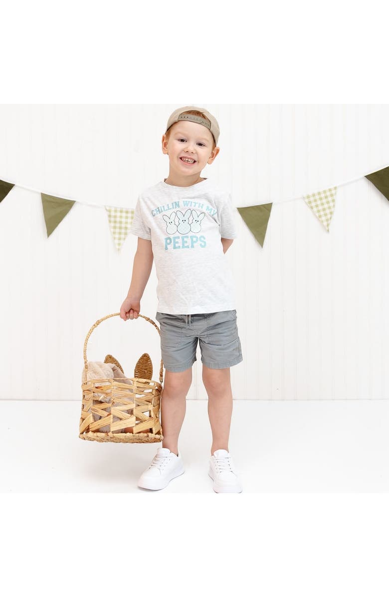 Sweet Wink Chillin With My Peeps Checker Easter Short Sleeve T-Shirt, Alternate, color, Ash